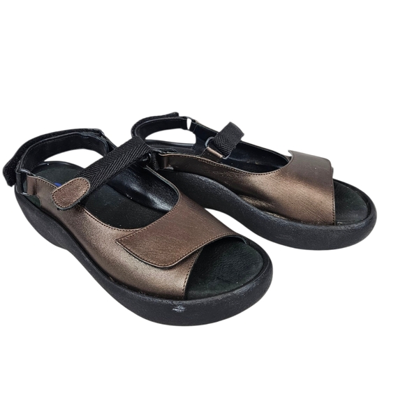 Wolky Sandal Size US 9 EUR 41 Metallic Bronze Leather Comfortable Platform Shoe - Picture 14 of 15